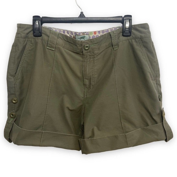 Horny Toad Pants - Horny Toad Womens Size 10 Roll Tab Shorts Olive Green Casual Pockets Hiking